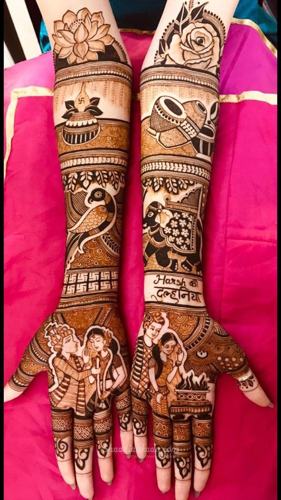 indian mehndi design wedding bells